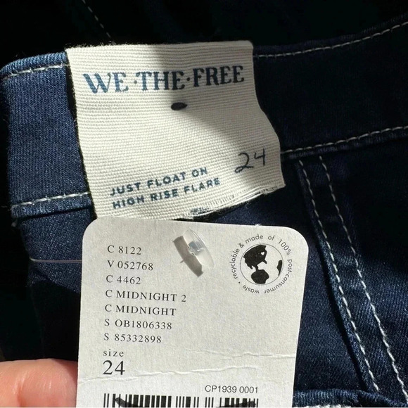 NWT Free People Just Float On Flare Jeans Denim High Rise We The Free Midnight - Picture 8 of 16